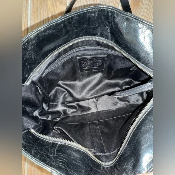 2010 Coach Opt Art Signature Patent Leather Black and Yellow Tote Bag - Picture 5 of 11